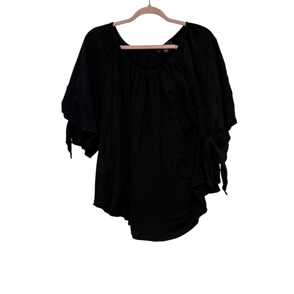 Karen Kane oversized S black 3/4 length balloon sleeve boho witchy blouse L